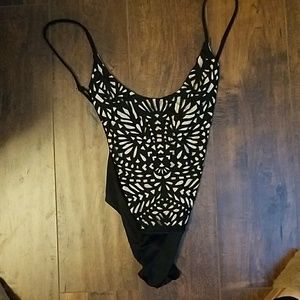 Black patterned body suit